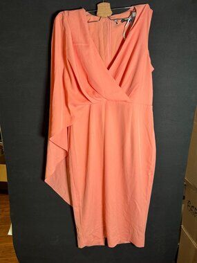 Lavish Alice Pink Asymmetrical Sleeveless Cape Dress Sz 8 Minimalist Like New